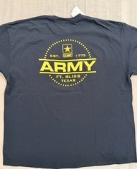 “United States Army Ft Bliss, TX 1775” Double Sided Black T Shirt – Sz XL – NWT