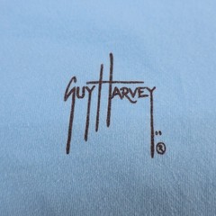 Guy Harvey Mens Large Graphic T Shirt Blue Marlin Fish (see photo for flaw)