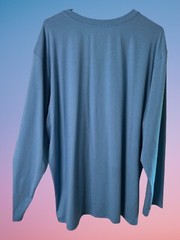 Burnside Lt. Blue Long Sleeve 2XL T-Shirt UPF+30,Polyester/Spandex