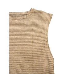 SHEIN Tank Top Men’s Size M Beige Deep Feelings Patch Waffle Knit Summer NWT