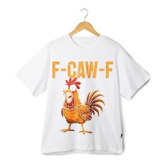F-CAW-F Angry Chicken Graphic T-Shirt Funny Farm Animal Meme Tee Prank Gift