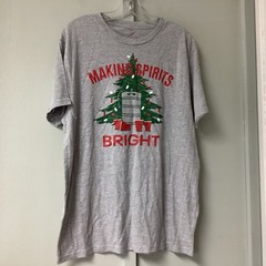 New Holiday Time Mens Large Gray Crew Neck Christmas T Shirt “ Making Bright “