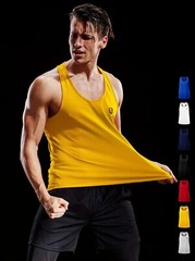 NELEUS ‘Dry Fit Logo Muscle’ Mesh Tank Top Men’s M Gym Workout Exercise Ylw NWT!