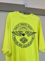 Harley Davidson Neon Yellow Graphic T Shirt Mens 2XL Oversized Biker Tee