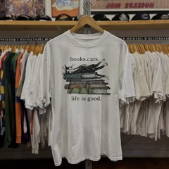 Edward Gorey Books Cats Aged White T-Shirt M