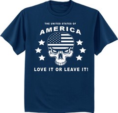 America Love it or Leave T-shirt Trump 2020 MAGA US Flag Skull Graphic Tee