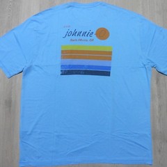 JOHNNIE O Mens M MEDIUM T SHIRT SUN LINE MALIBLU BLUE GRAPHIC SHORT SLEEVE GOLF