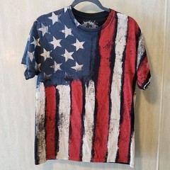 ODM American Flag Cotton T-Shirt USA Pride Patriotic Stars Stripes Size M