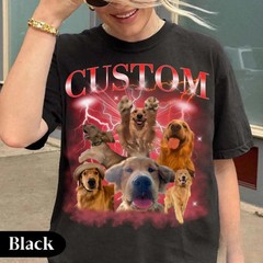 Custom Pet Portrait Comfort Tee Vintage Style Shirt Dog Cat