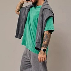 Retro Washed Tee Casual Summer Wear 95%Cotton 5%Spandex O-neck Neckline