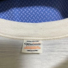 Raglan Sleeve 3/4 White Cut and Sew Slub Fabric Used Japan