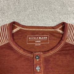 BKE Buckle Black Label Henley T Shirt Orange Long Sleeve Mens Size Large