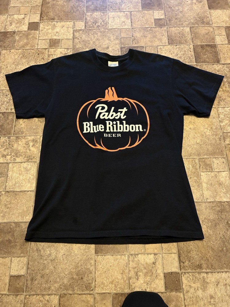 Vintage Large Pabst Blue Ribbon Halloween Pumpkin Glow In The Dark Shirt