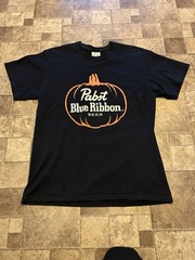 Vintage Large Pabst Blue Ribbon Halloween Pumpkin Glow In The Dark Shirt