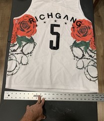 Rich Gang #5 Mesh Tank Top XXXL 3XL Roses Thorns Jersey Streetwear Hip Hop