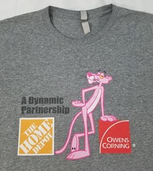 Home Depot Owens Corning Paint Pink Panther shirt size LARGE cartoon