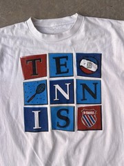 Vintage K Swiss Tennis Shirt XL 90s Classic Box Logo Graphic 7.0 system FLAW