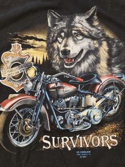 Vintage 1991 3D Emblem “Survivors” Wolf Harley Davidson T-Shirt XL