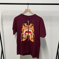 BAPE tiger face tee in red and orange size M True to size