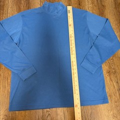 LL Bean Mens Blue Turtle Neck Long Sleeve Shirt Cotton Blend Size L minimalist
