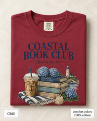 Coastal Book Club Shirt, Comfort Colors Beach Reading Tee, Book Lover Gift