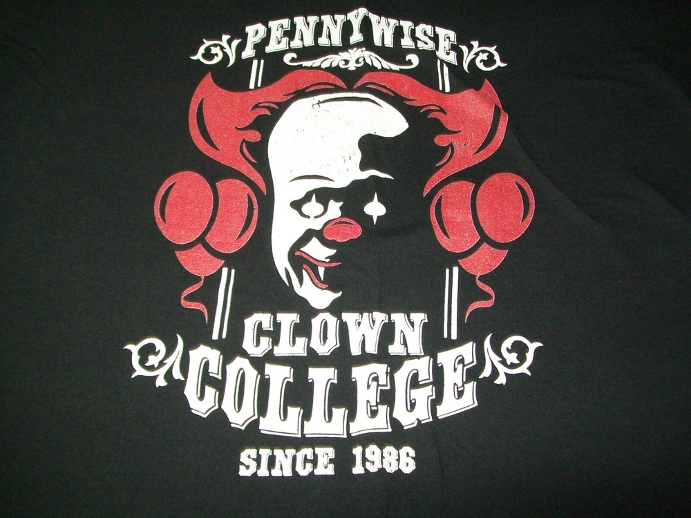 Pennywise Clown College Short Sleeve Solid Black Graphic T-Shirt – Men XL