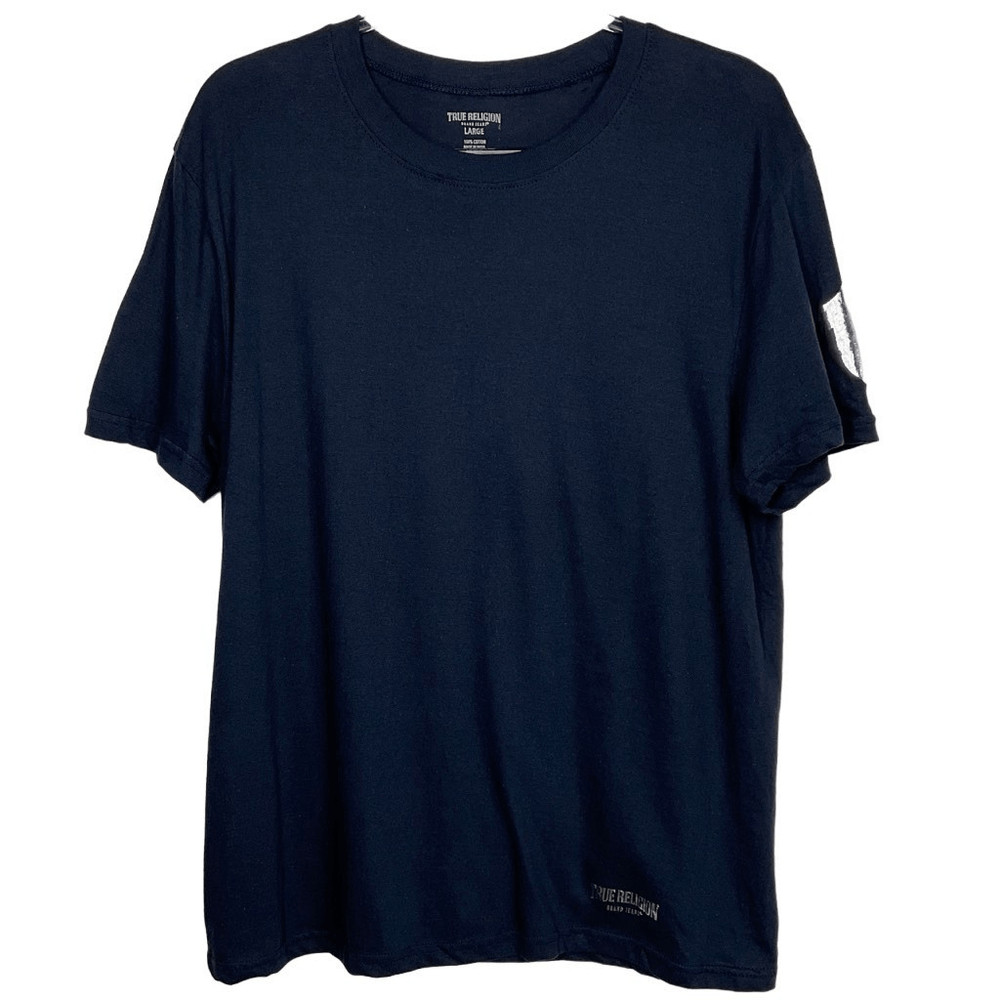 True Religion Large Dark Blue Foil Logo T-Shirt Women