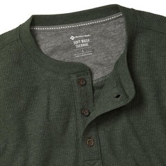 Mens Thermal Henley Long Sleeve T-Shirt Grandad Cuff Tee Warm Waffle Knit Winter