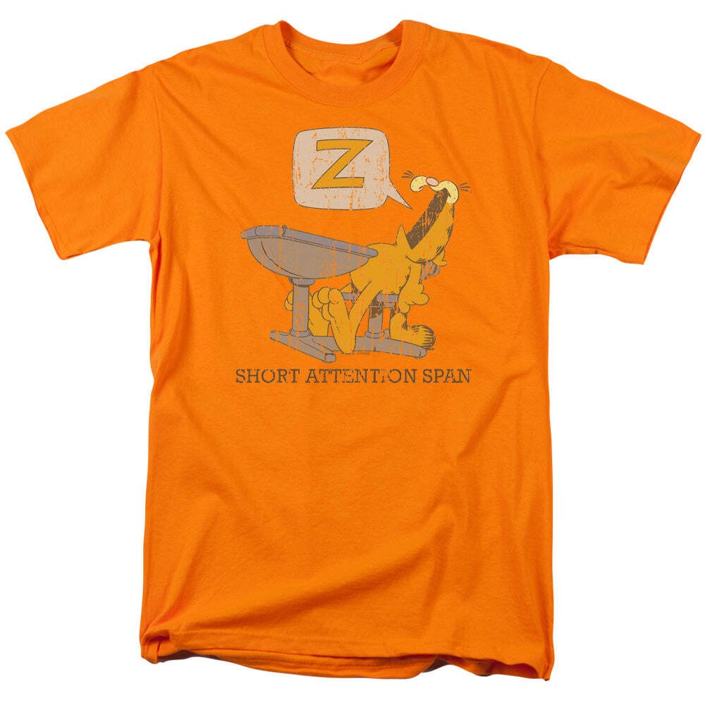 Garfield Attention Span Licensed Adult Unisex T-Shirt Regular Fit Tee SM-3X