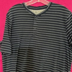 Berkeley Jensen Mens sz large short sleeve Henley pullover Blue Stipe Lesotho ZA