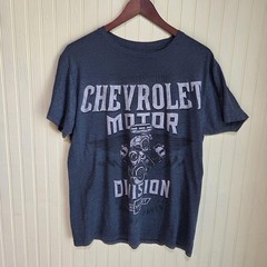 GM Chevrolet Motor Division Shirt Mens Medium Gray Engine Graphic Tee Auto