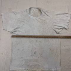 Vintage 50s Thrashed Distressed Blank White Cotton T-Shirt Farmer Grunge Medium
