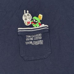Vtg 1999 Warner Bros Studio Store Marvin The Martian Pocket Tee Navy Mens 3XL