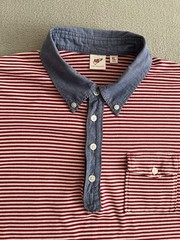 Uniqlo x Michael Bastian Polo Shirt Mens XL Red Striped Chambray Button Down