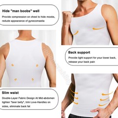 Gynecomastia Compresson Top Men’s Body Shaper Toning T-Shirt Ultra Durable Vest