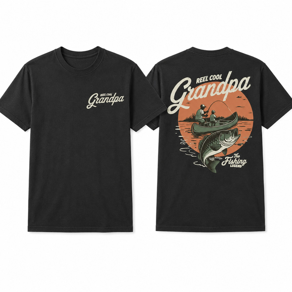 Fishing Dad Papa Grandpa T-Shirt Father’s Day Fisherman Gift Graphic Tee