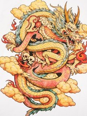 Niepce Japanese Streetwear T-shirt Golden Dragon Print Graphic Tee for Men