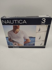 Nautica Cotton V-Neck T-Shirts 3 Pack White Men’s Small (34-36) NWT
