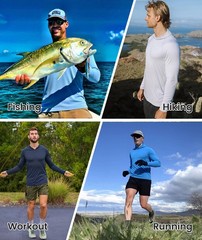 Men’s Outdoor Sun Block T-Shirt UPF 50+ Skin Protection Hiking Sport Hoodie Tops