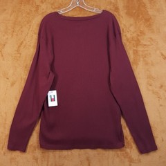 TOMMY HILFIGER Shirt Mens XL Maroon Pullover Crew Long Sleeve Ribbed Knit