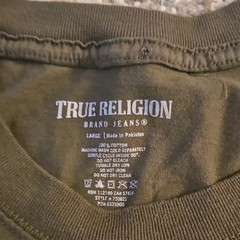 True Religion Men’s Green Long Sleeve Crew Neck Cotton Logo Graphic Tee L