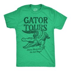 Mens Funny T Shirts Gator Tours Sarcastic Alligator Graphic Novelty Tee For Men