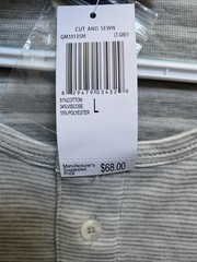 NEW Magaschoni Men’s Large Gray Long Sleeve Henley Tee Shirt Comfort $68