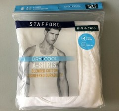 Stafford 4-Pack Men’s Big & Tall Dry+Cool Blended Cotton Tank Top A-Shirt White