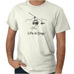 Life Is Crap Funny Ski Lift Skiing Fail Gift Mens Casual Crewneck T Shirts Tees
