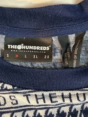 The Hundreds Long Sleeve All Over Print Knit Pocket Shirt Medium White And Blue