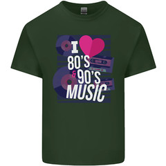 I Love 80s 90s Music Pop Rock Acid House Mens Cotton T-Shirt Tee Top