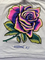 A Smile Inc T Shirt Mens One Size White Graphic Print Neon Rose Wildwood N.J.