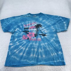 Vintage Honolulu Waikiki Hawaii Shirt Mens Large Blue Tie Dye Surf Beach 90s