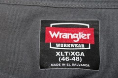 Wrangler Mens XLT 46-48 Cotton Workwear T-Shirt Pocket Logo Dark Gray Crew Neck